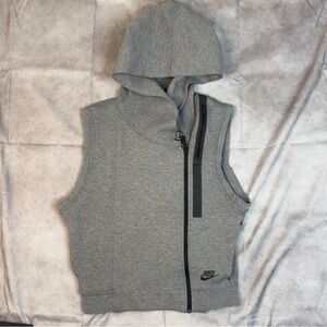 Nike Tech Fleece Asymmetrical Zip Sleeveless Hoodie Vest - Gray - Small